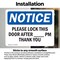 Signmission Please Lock This Door After _ Pm Thank You, 7 in W x Rectangle, Vinyl Decal OS-2PACK-NS-D-57-L-17520 - alternate 6